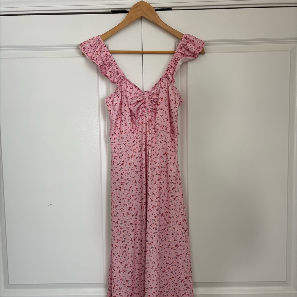 Pink Floral Ruffle Dress